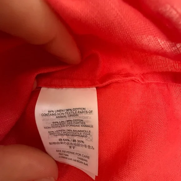 J Crew Linen Blend Coral Pink Button-Down Shirt Size 2 - Picture 4 of 5